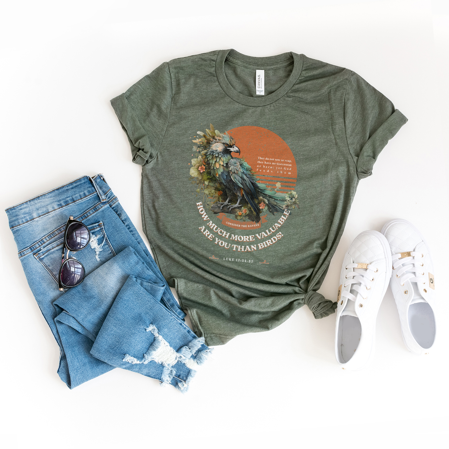 Floral Raven | Short Sleeve Crew Neck