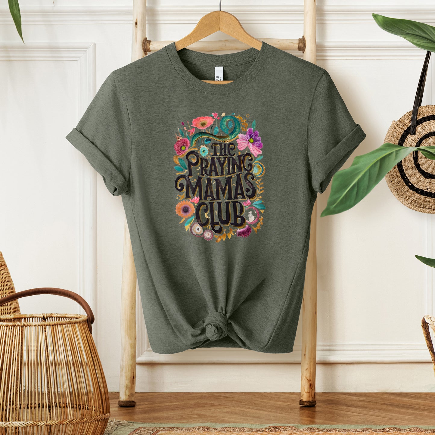 Praying Mama Club Floral | Short Sleeve Crew Neck