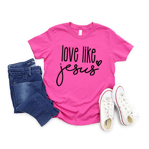 Love Like Jesus Cursive Heart | Youth Short Sleeve Crew