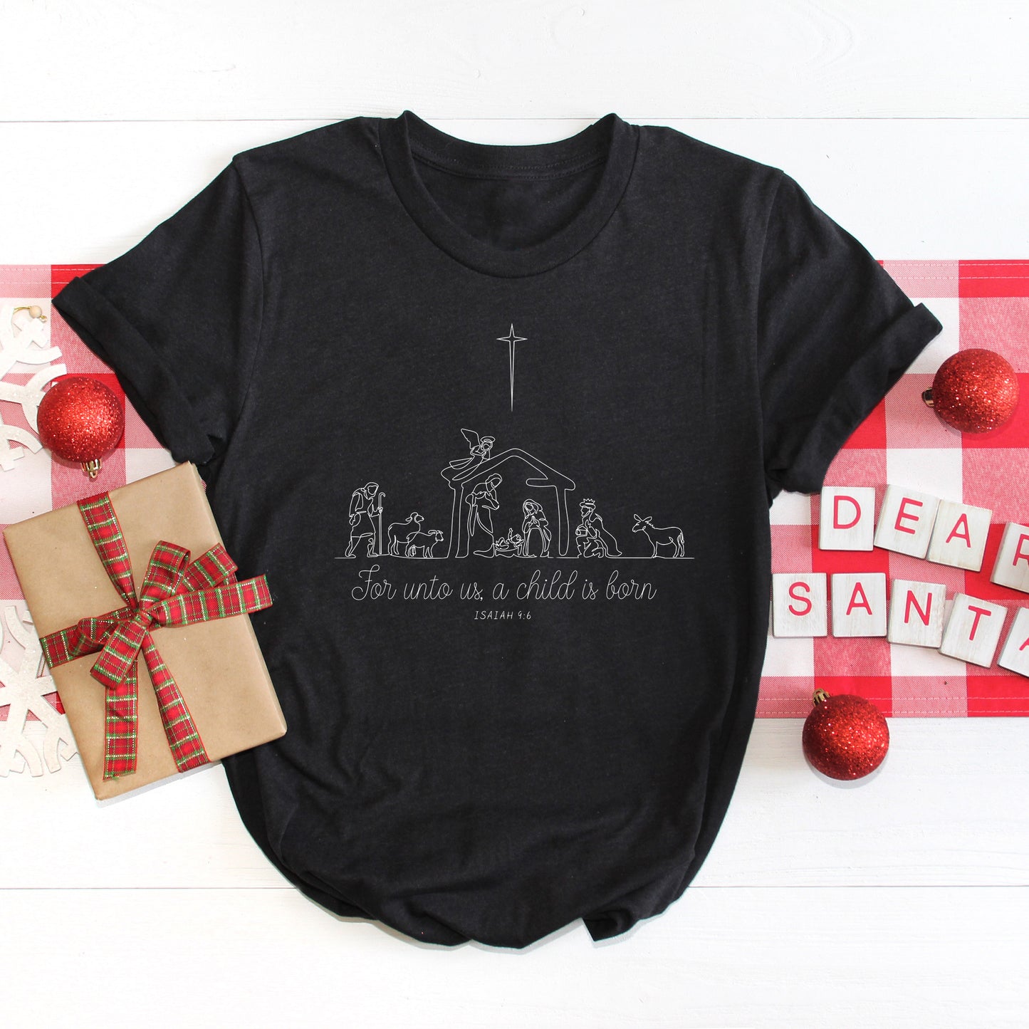For Unto Us a Child is Born Nativity | Short Sleeve Crewneck
