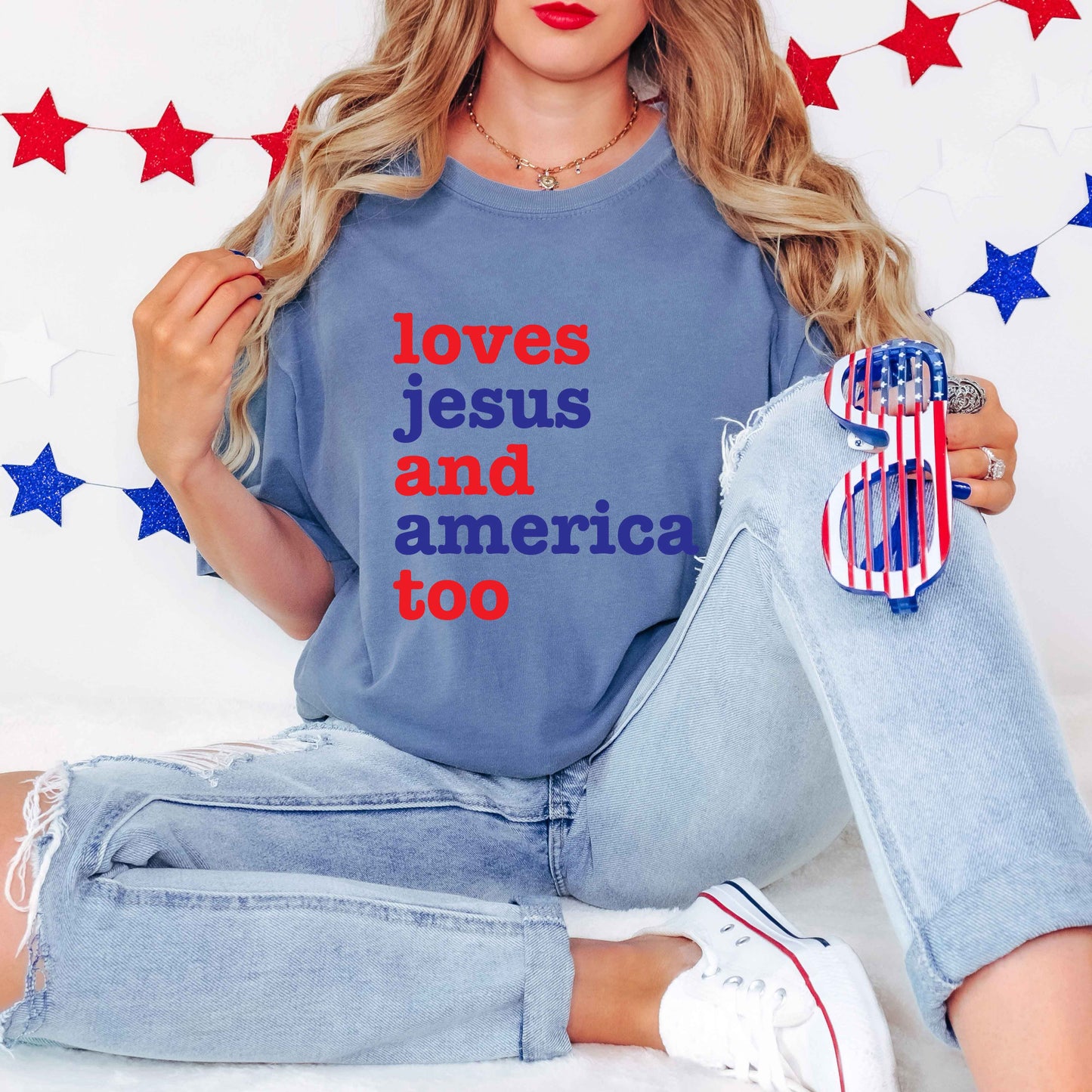 Love Jesus and America | Garment Dyed Tee