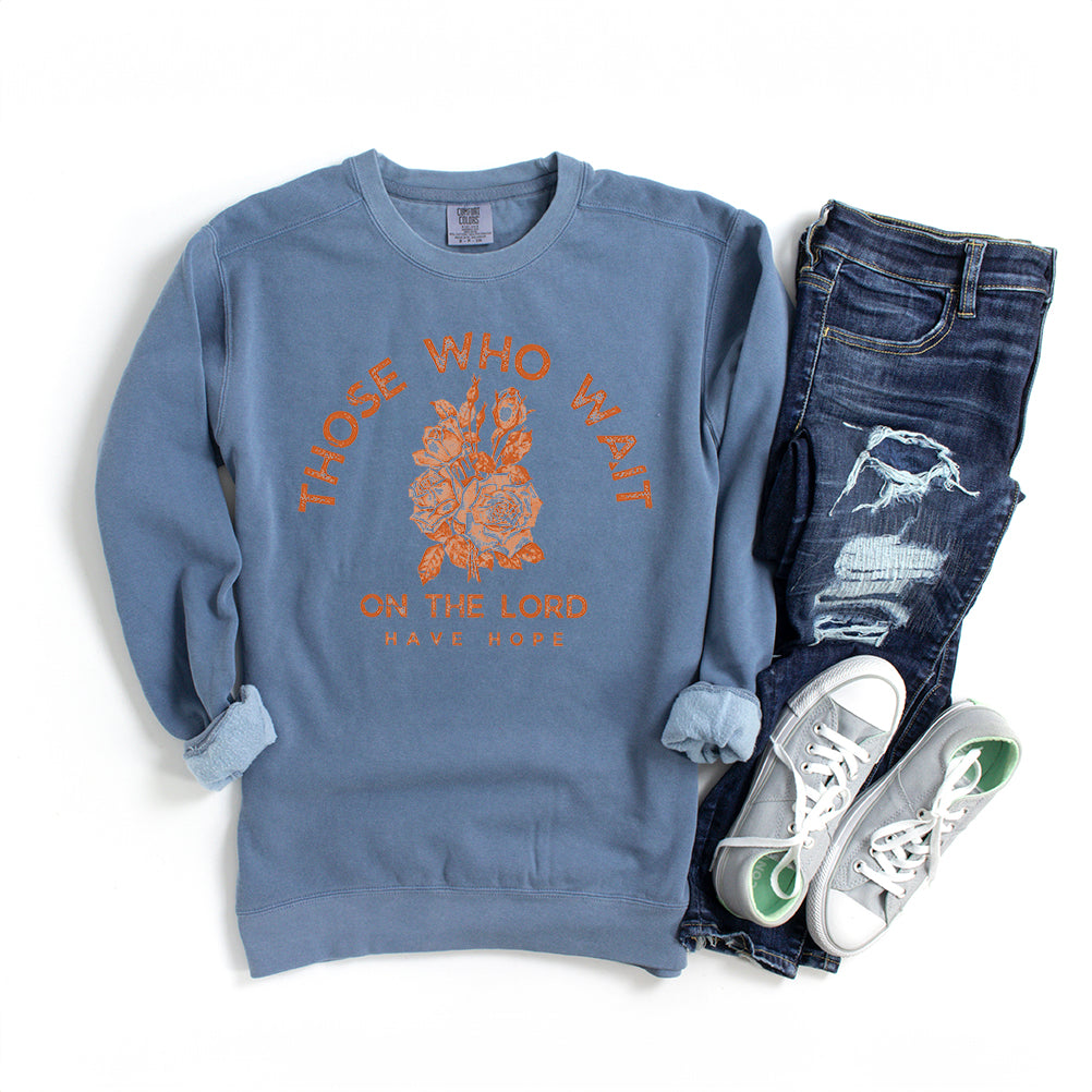 Those Who Wait On The Lord Floral | Garment Dyed Sweatshirt