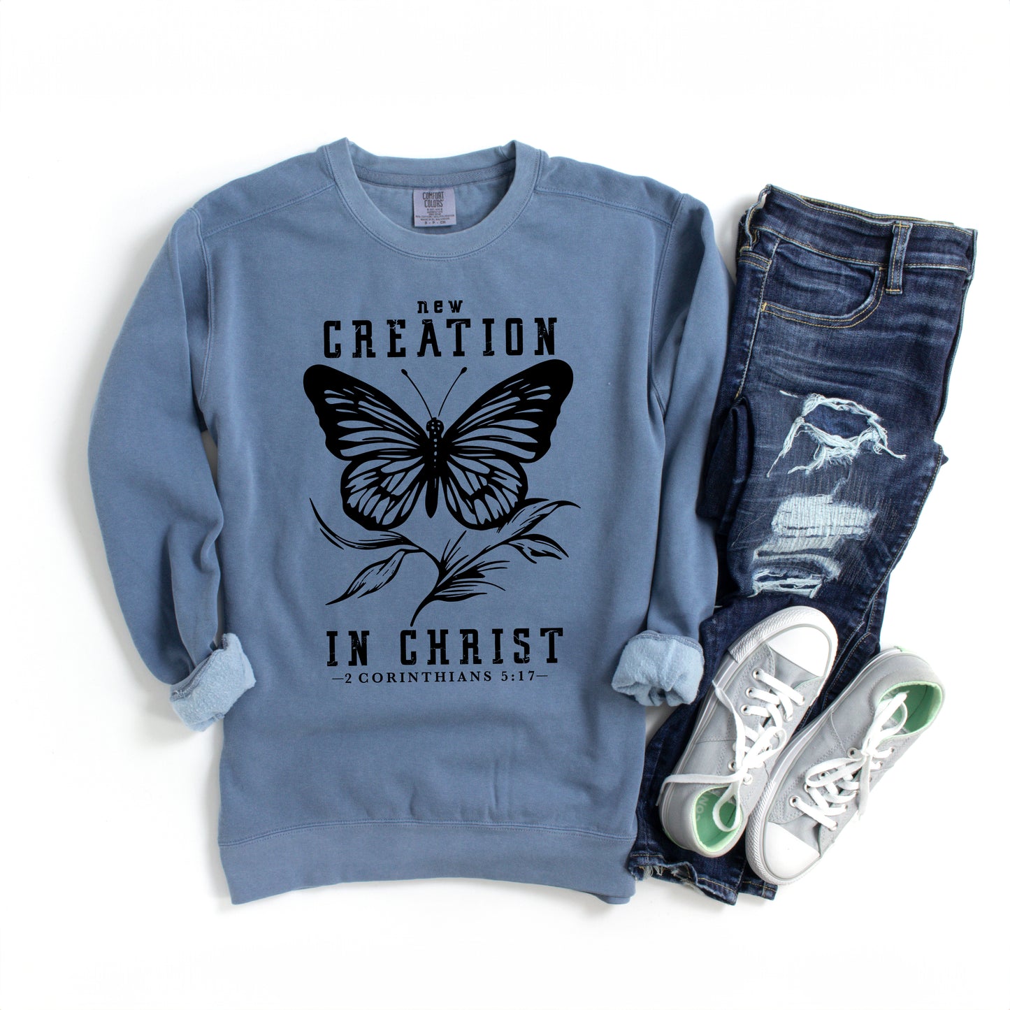 New Creation In Christ Butterfly | Garment Dyed Sweatshirt