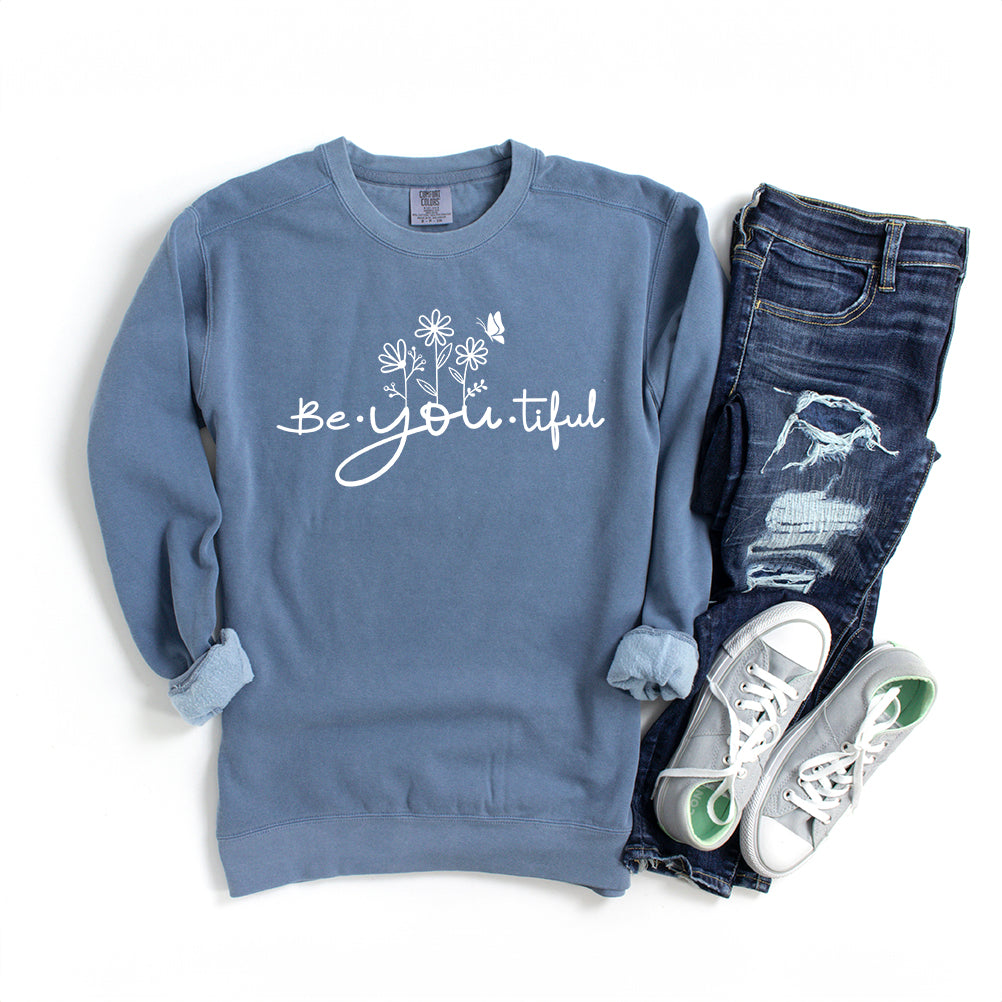 Be_You_Tiful Flowers | Garment Dyed Sweatshirt