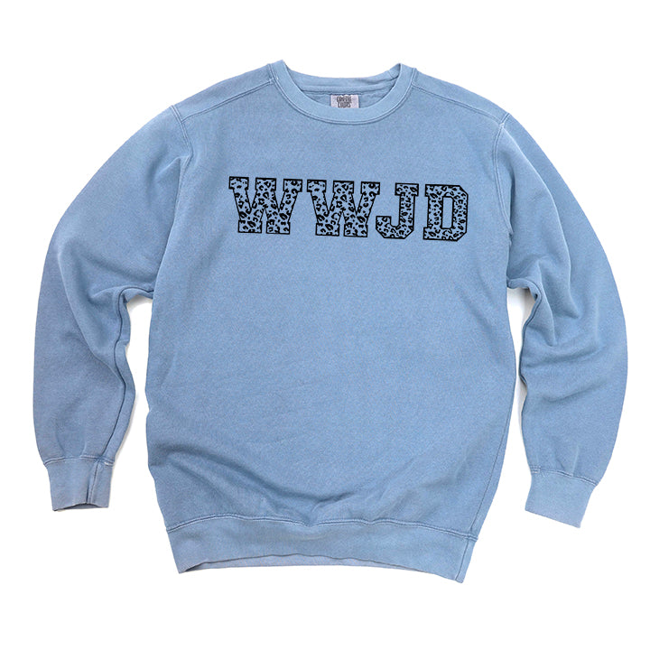 WWJD Leopard | Garment Dyed Sweatshirt