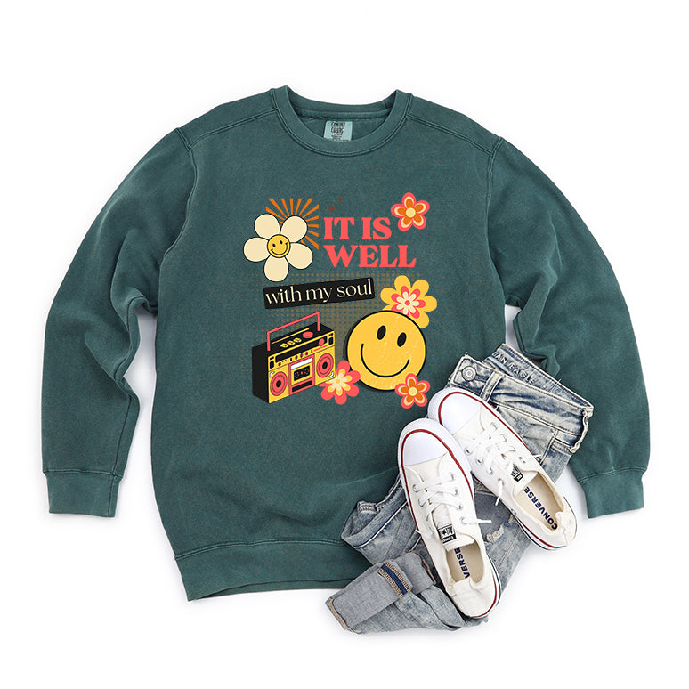 It Is Well Flower | Garment Dyed Sweatshirt