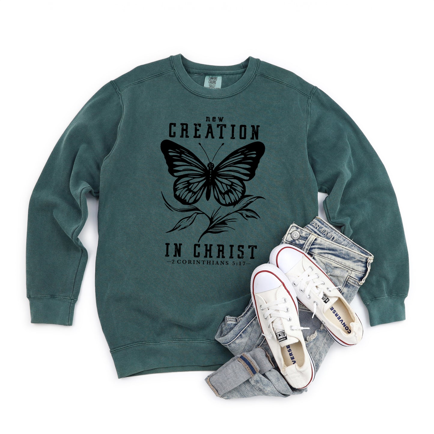 New Creation In Christ Butterfly | Garment Dyed Sweatshirt