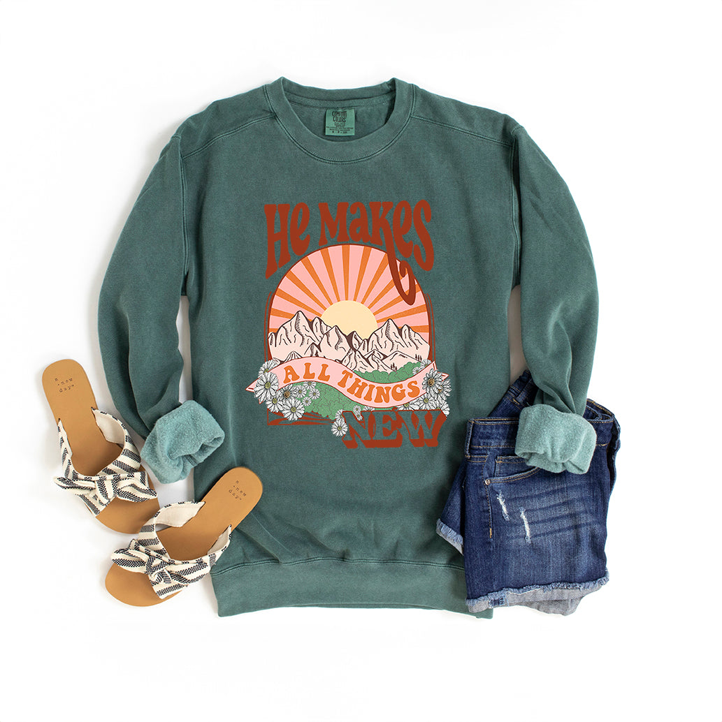 He Makes All Things New | Garment Dyed Sweatshirt