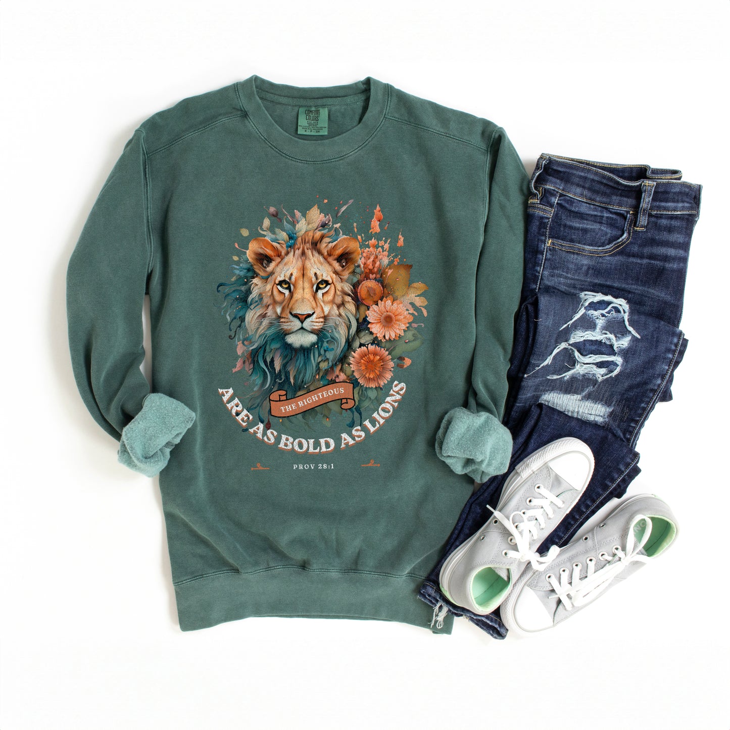 Floral Lion | Garment Dyed Sweatshirt