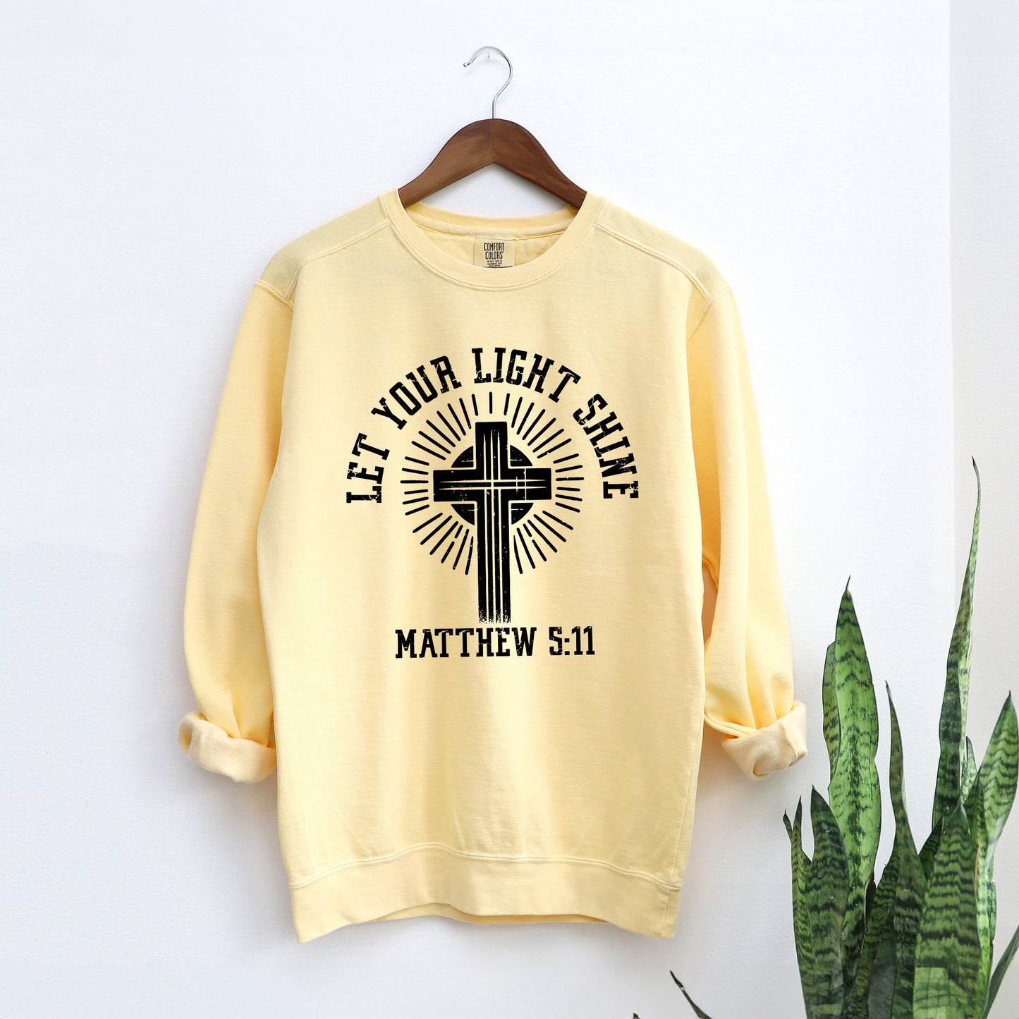 Let Your Light Shine Cross | Garment Dyed Sweatshirt