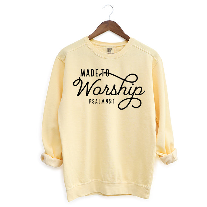 Made To Worship Scripture | Garment Dyed Sweatshirt