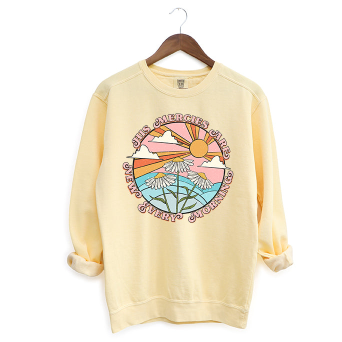 Retro His Mercies Are New Every Morning | Garment Dyed Sweatshirt