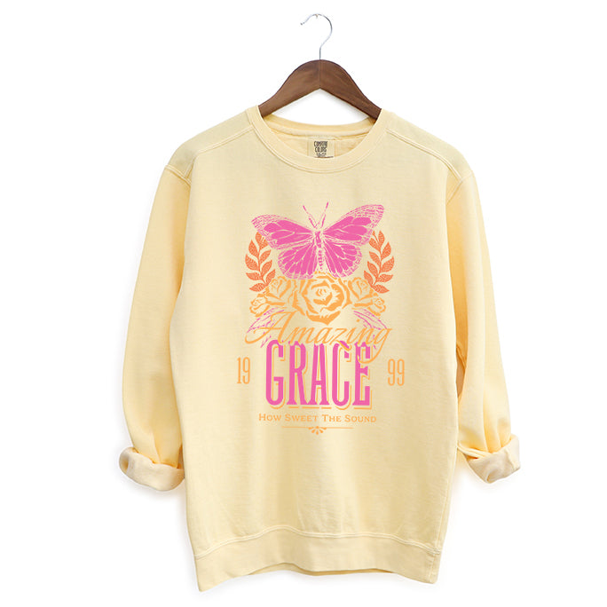 Amazing Grace Butterfly | Garment Dyed Sweatshirt