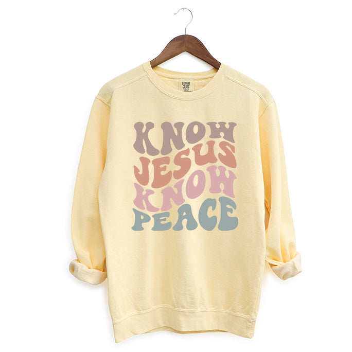Know Jesus Know Peace Wavy | Garment Dyed Sweatshirt