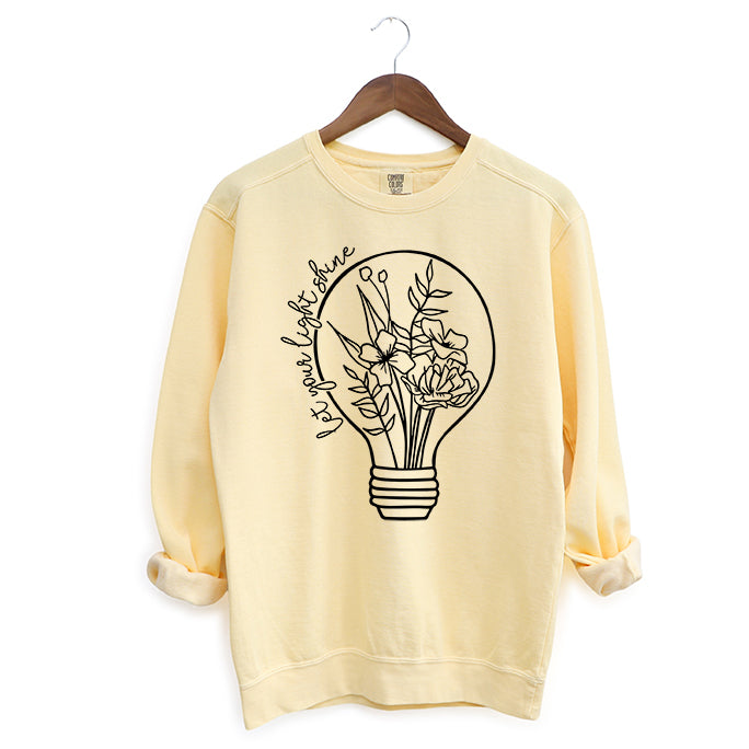 Let Your Light Shine Light Bulb | Garment Dyed Sweatshirt