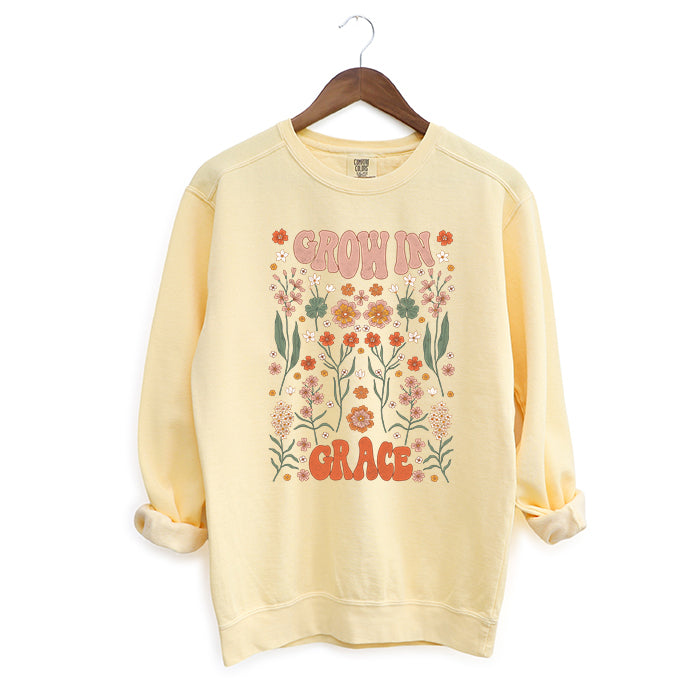 Grow In Grace Leaves | Garment Dyed Sweatshirt