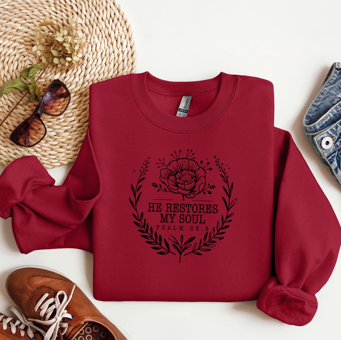 He Restores My Soul Distressed| Graphic Sweatshirt