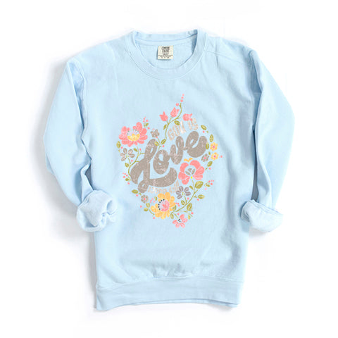 God Is Love Flowers | Garment Dyed Sweatshirt