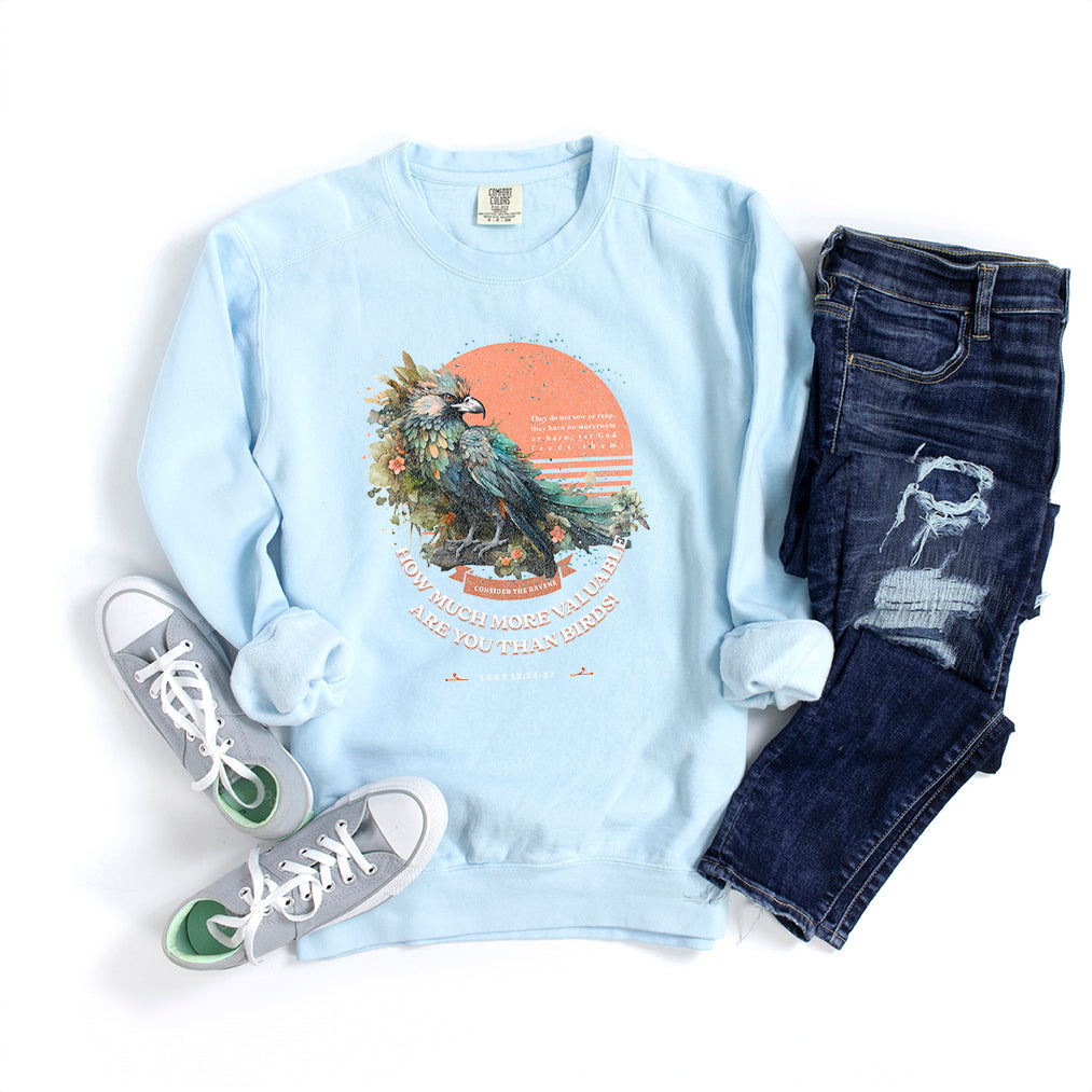 Floral Raven | Garment Dyed Sweatshirt