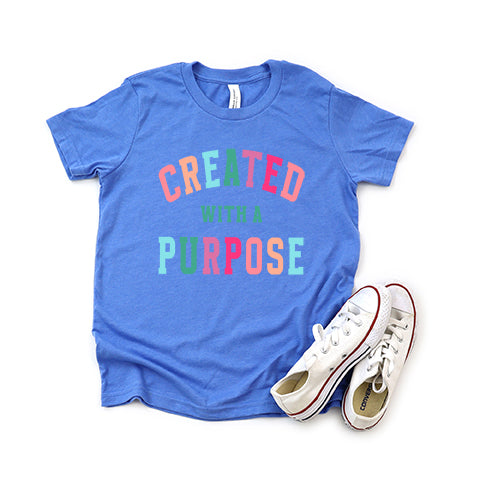 Created With A Purpose Colorful Youth Short Sleeve Crew