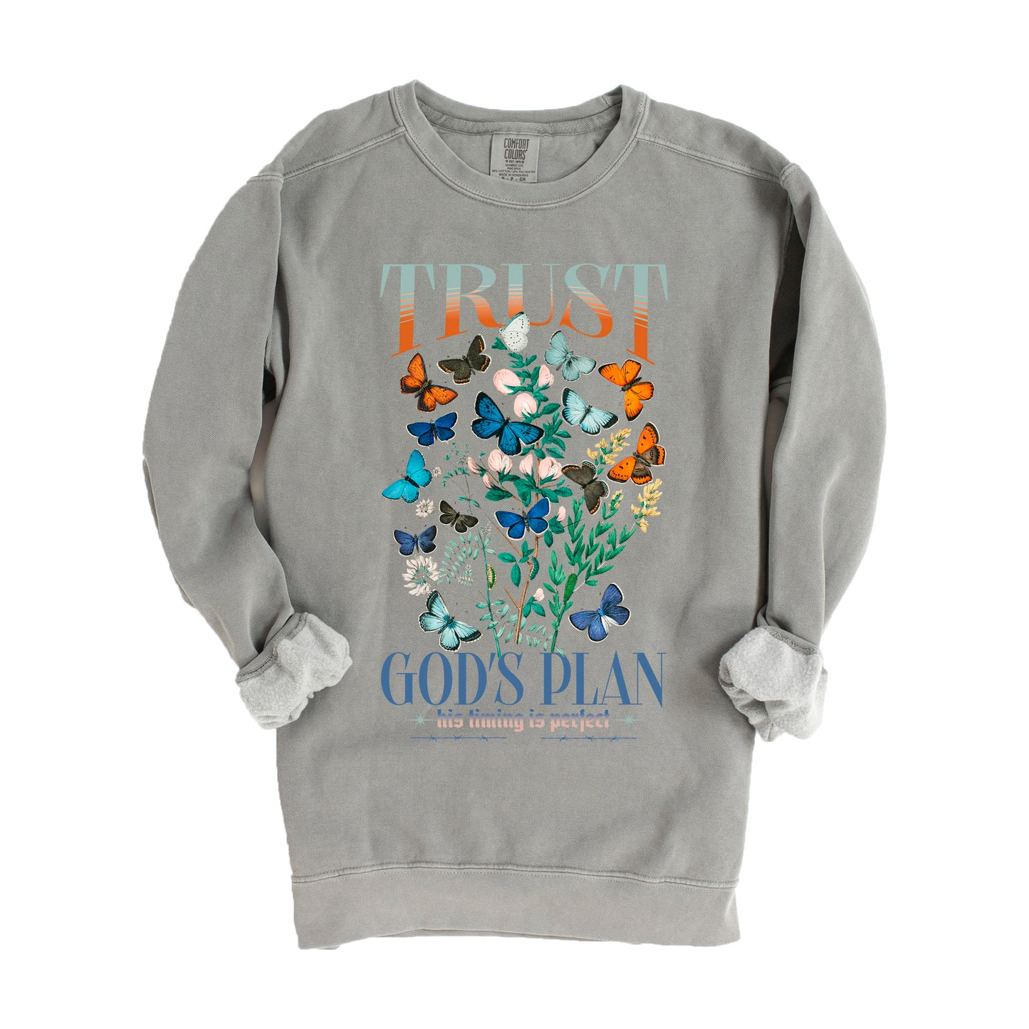 Trust God's Plans Butterflies | Garment Dyed Sweatshirt