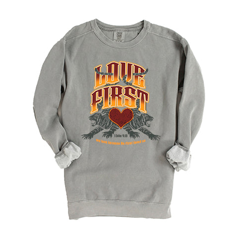 Love First Scripture | Garment Dyed Sweatshirt