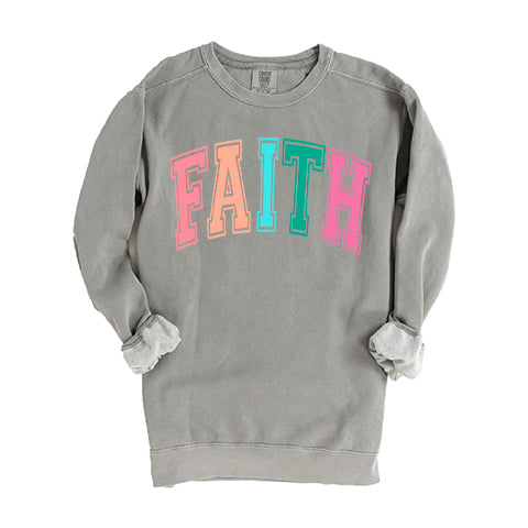 Faith Block Colorful | Garment Dyed Sweatshirt