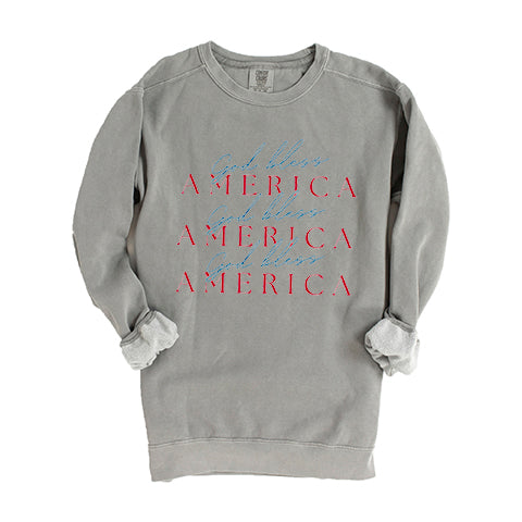 God Bless America Stacked | Garment Dyed Sweatshirt