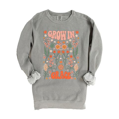 Grow In Grace Leaves | Garment Dyed Sweatshirt