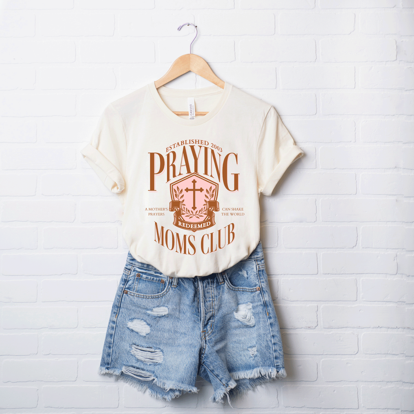 Praying Moms Club Cross | Short Sleeve Crew Neck