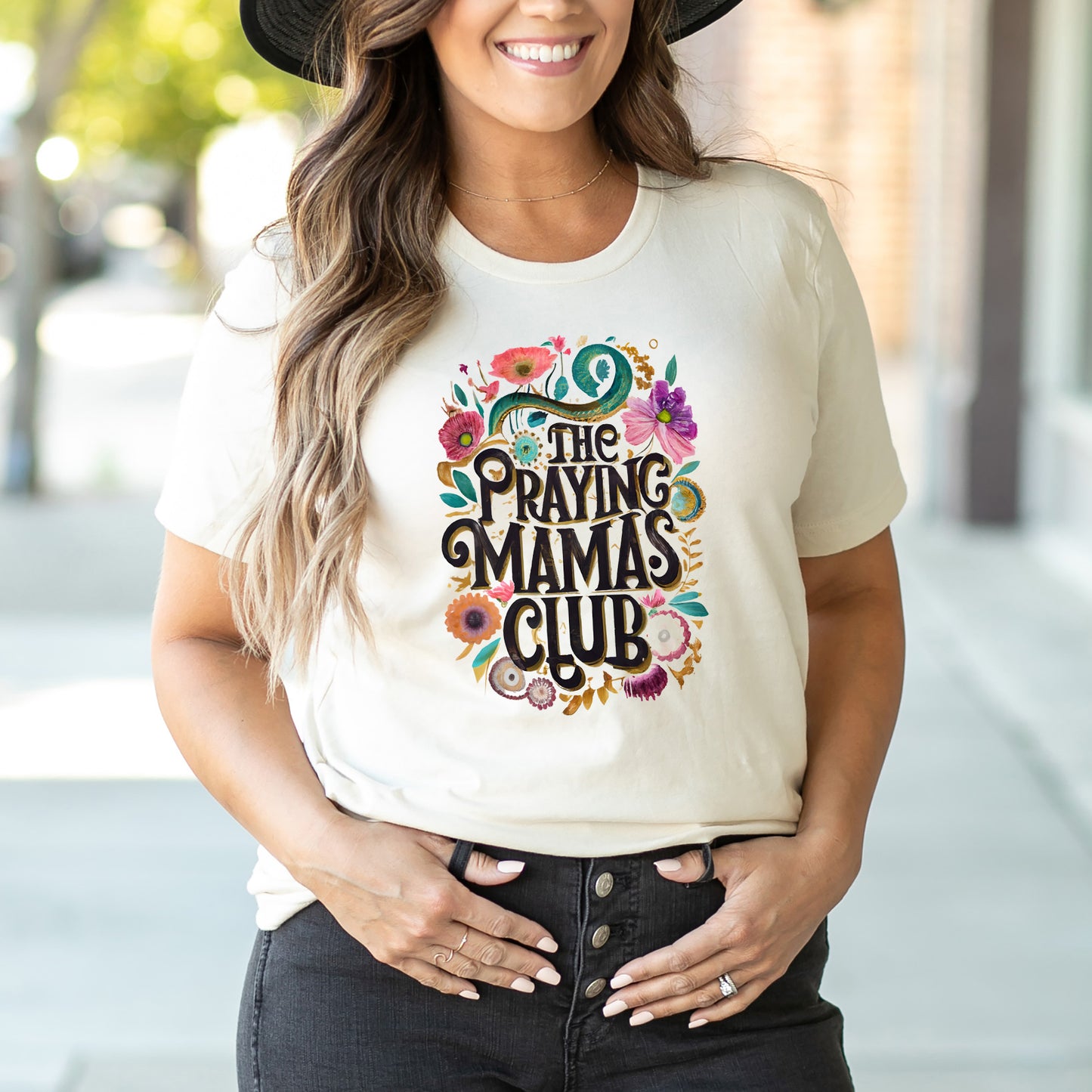Praying Mama Club Floral | Short Sleeve Crew Neck