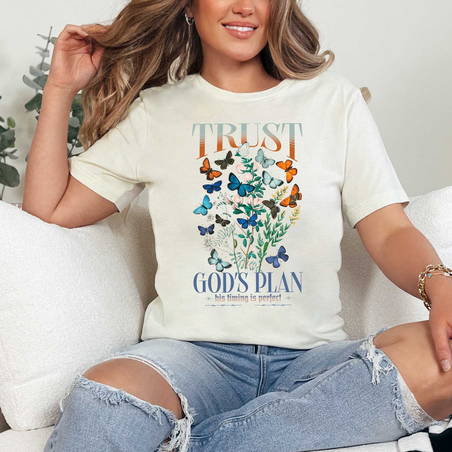 Trust God's Plan Butterflies | Short Sleeve Crew Neck