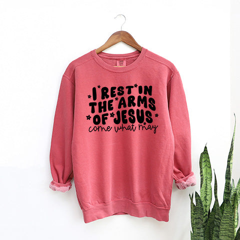 I Rest In The Arms Of Jesus | Garment Dyed Sweatshirt