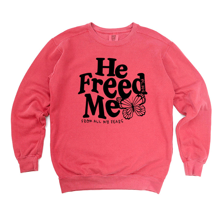 He Freed Me Butterfly | Garment Dyed Sweatshirt