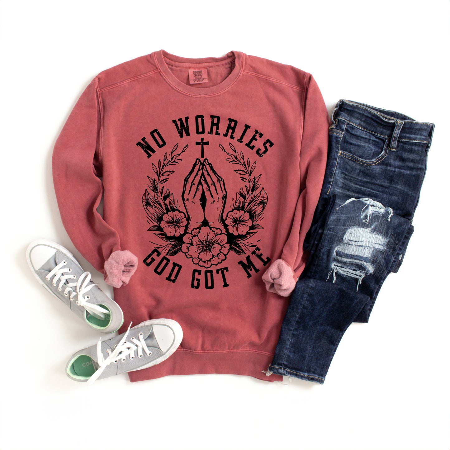 No Worries Cross | Garment Dyed Sweatshirt