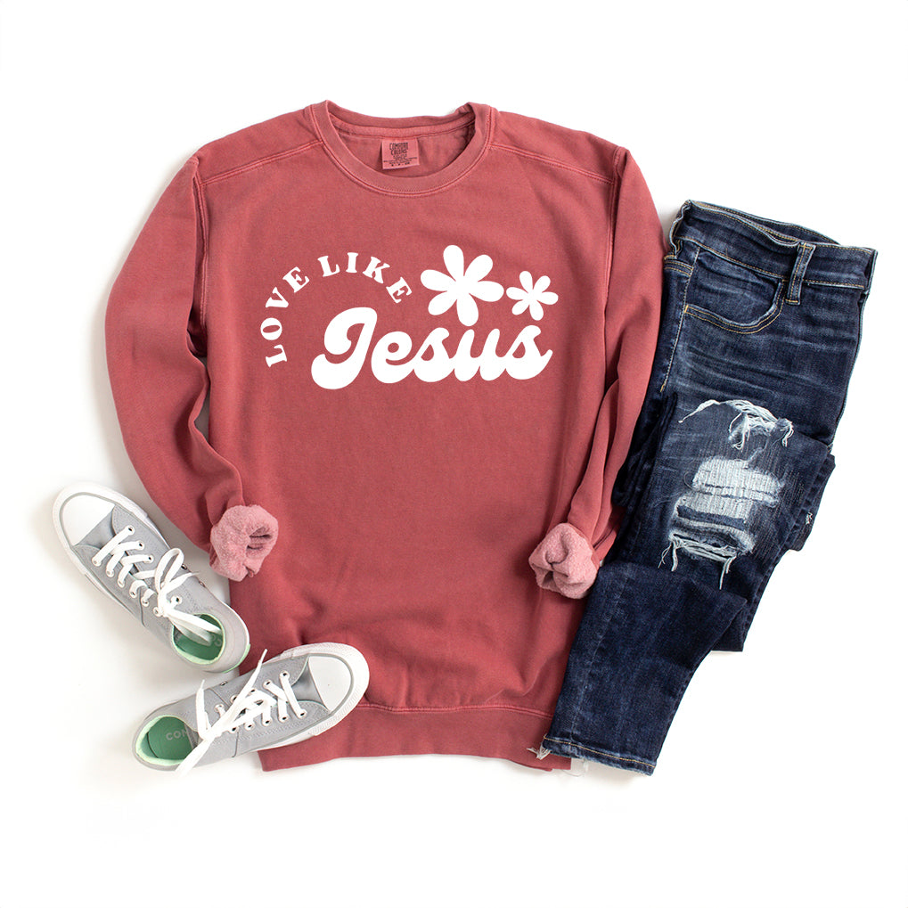 Love Like Jesus Flowers | Garment Dyed Sweatshirt
