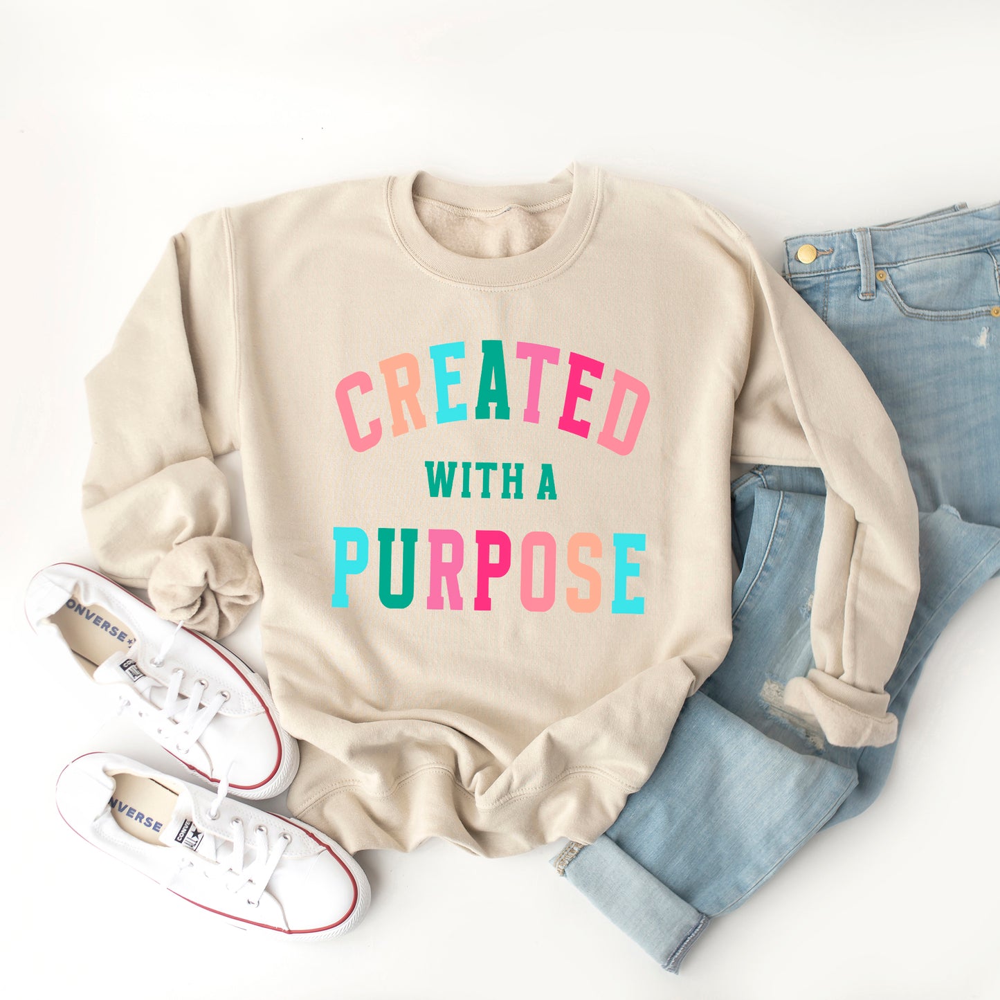 Created With A Purpose Colorful | Graphic Sweatshirt