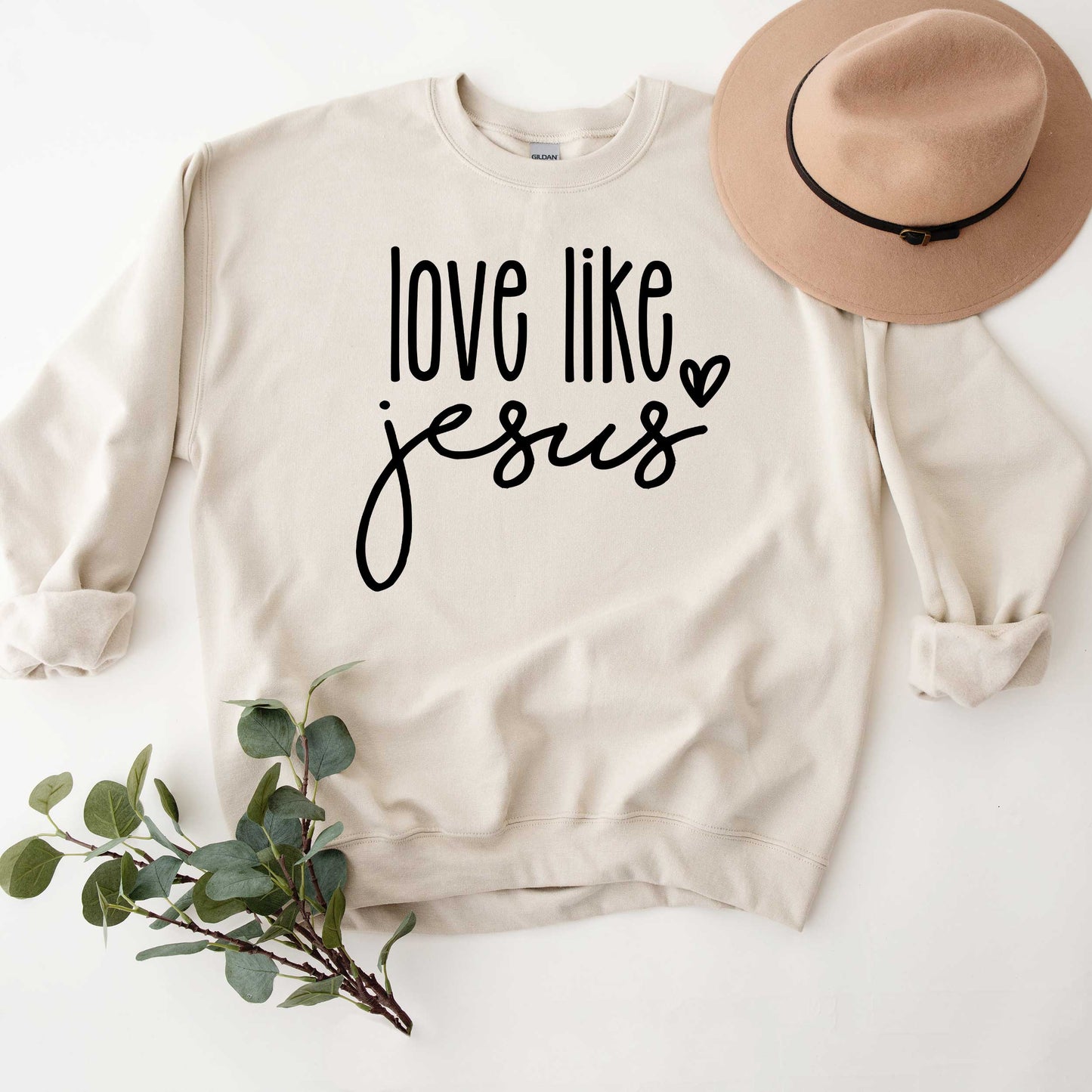 Love Like Jesus Cursive Heart | Sweatshirt