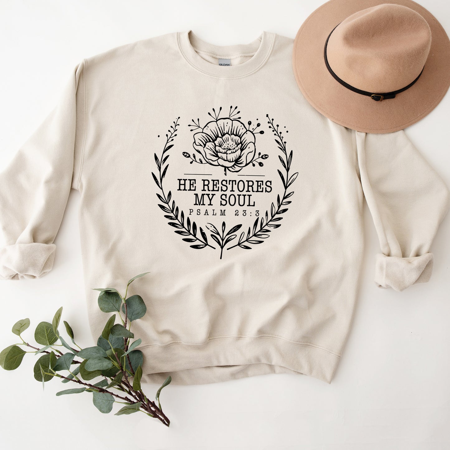 He Restores My Soul Distressed| Graphic Sweatshirt