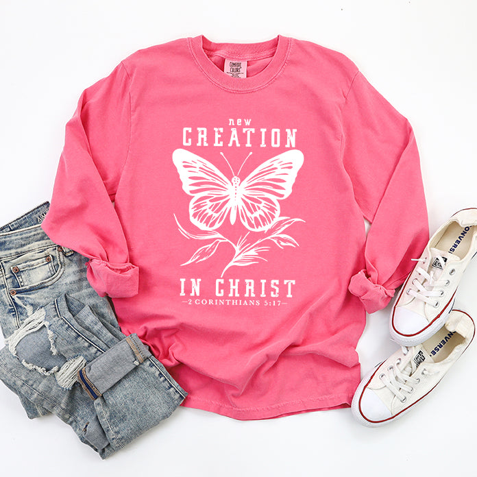 New Creation In Christ Butterfly | Garment Dyed Long Sleeve