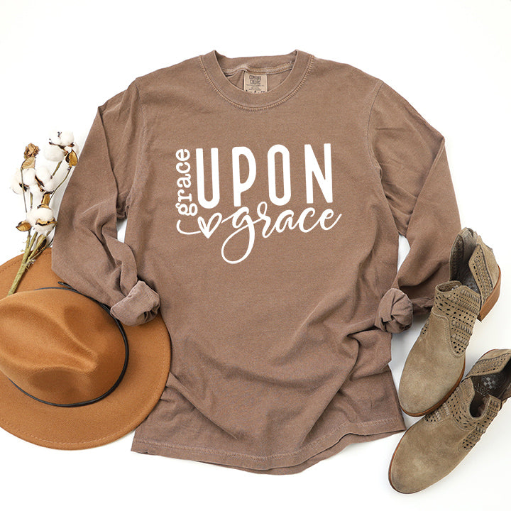 Grace Upon Grace Heart | Garment Dyed Long Sleeve