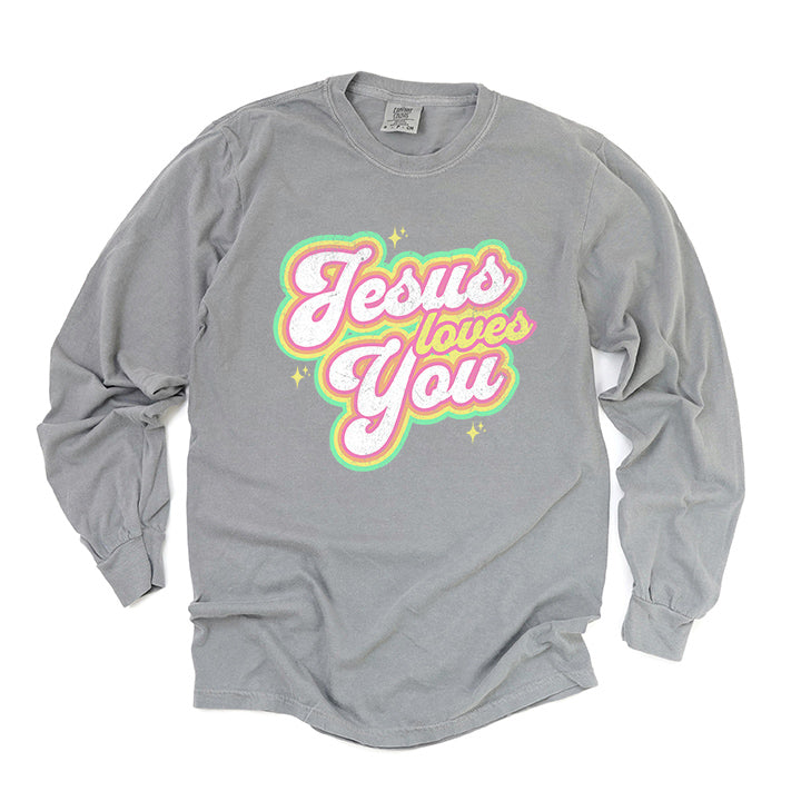 Jesus Loves You Stars | Garment Dyed Long Sleeve