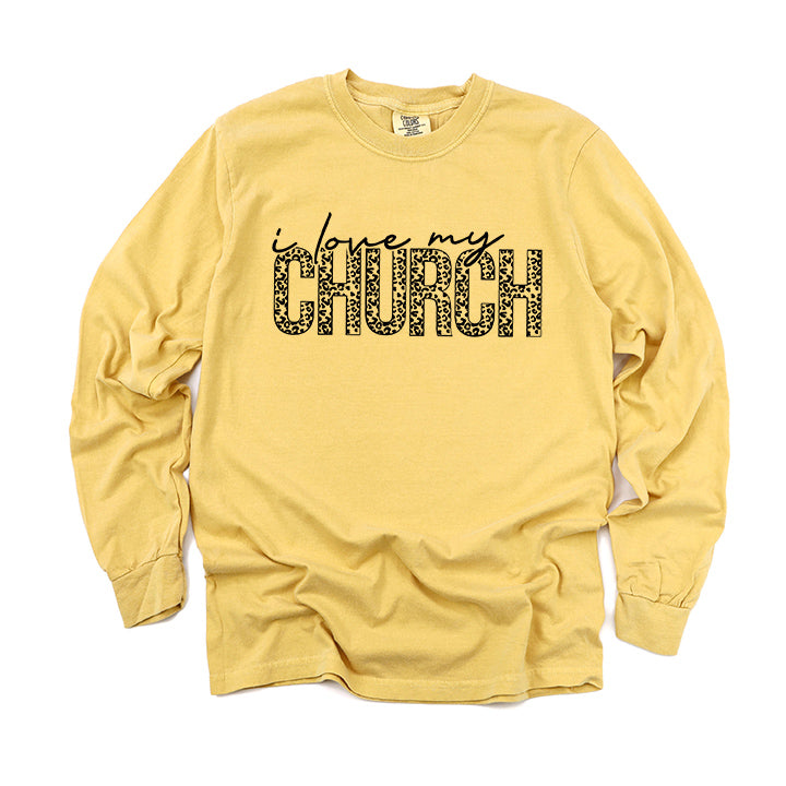 I Love My Church Leopard | Garment Dyed Long Sleeve