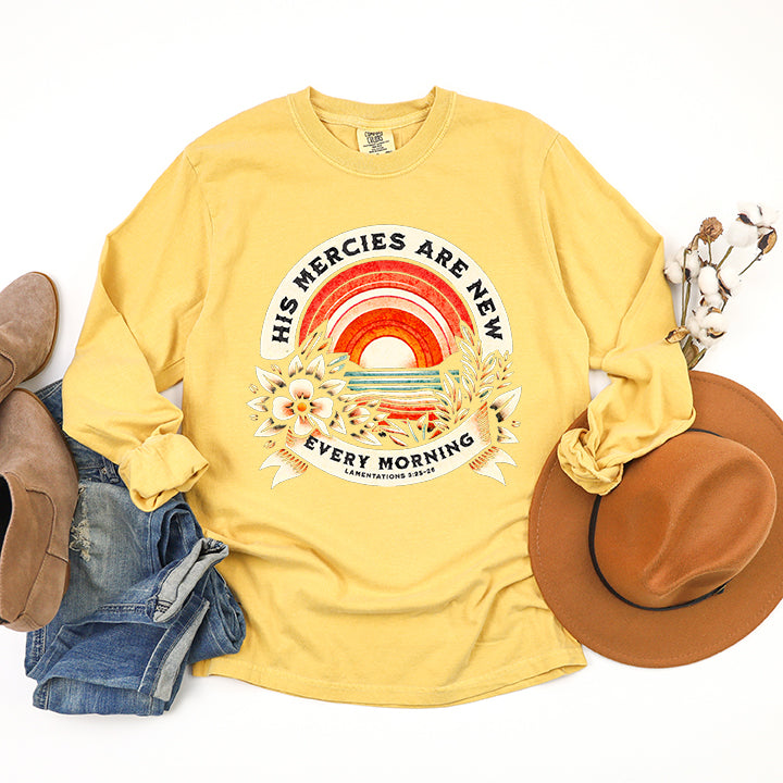 His Mercies Are New Sunrise | Garment Dyed Long Sleeve