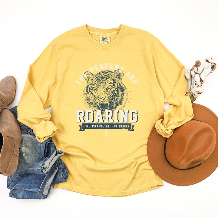 Roaring The Praise Of His Glory | Garment Dyed Long Sleeve
