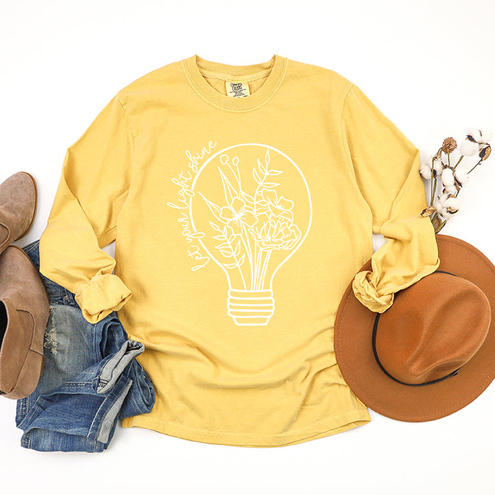 Let Your Light Shine Light Bulb | Garment Dyed Long Sleeve