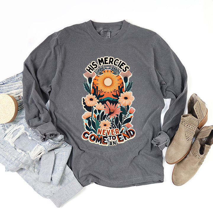 His Mercies Never End | Garment Dyed Long Sleeve