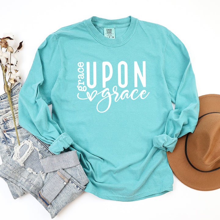 Grace Upon Grace Heart | Garment Dyed Long Sleeve
