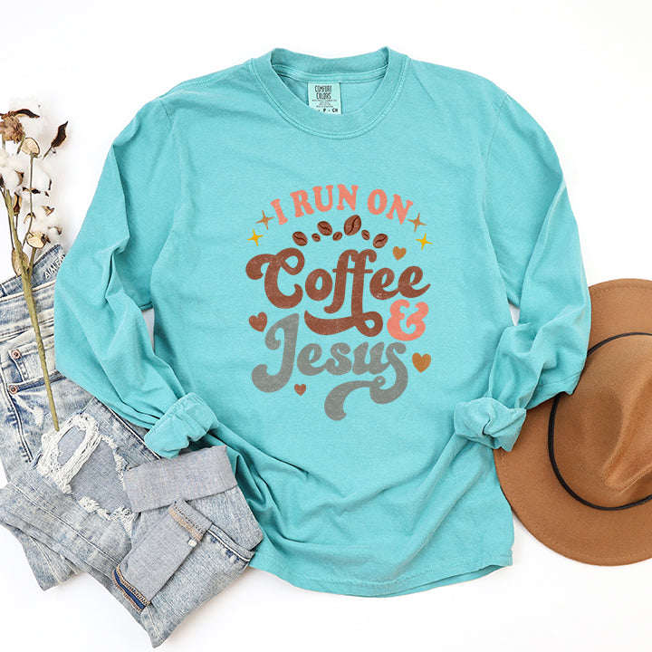 Coffee And Jesus Colorful | Garment Dyed Long Sleeve