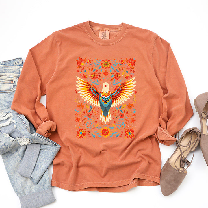 Holy Spirit Dove Floral | Garment Dyed Long Sleeve